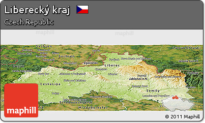 Physical Panoramic Map of Liberecký Kraj, satellite outside