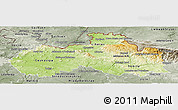 Physical Panoramic Map of Liberecký kraj, semi-desaturated