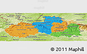 Political Panoramic Map of Liberecký kraj, physical outside