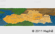 Political Shades Panoramic Map of Liberecký kraj, darken