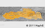 Political Shades Panoramic Map of Liberecký kraj, desaturated