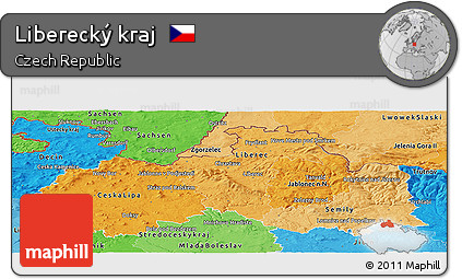 Political Shades Panoramic Map of Liberecký Kraj