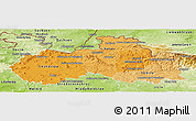 Political Shades Panoramic Map of Liberecký kraj, physical outside