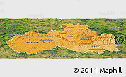 Political Shades Panoramic Map of Liberecký kraj, satellite outside