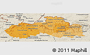 Political Shades Panoramic Map of Liberecký kraj, shaded relief outside