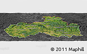 Satellite Panoramic Map of Liberecký kraj, darken, desaturated
