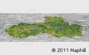 Satellite Panoramic Map of Liberecký kraj, lighten, desaturated