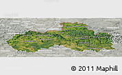 Satellite Panoramic Map of Liberecký kraj, lighten, semi-desaturated