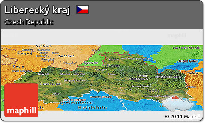 Satellite Panoramic Map of Liberecký Kraj, political outside