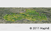 Satellite Panoramic Map of Liberecký kraj, semi-desaturated