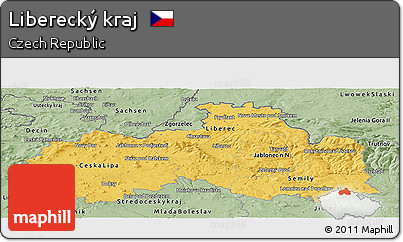 Savanna Style Panoramic Map of Liberecký Kraj