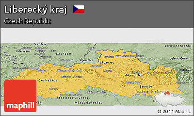 Savanna Style Panoramic Map of Liberecký Kraj