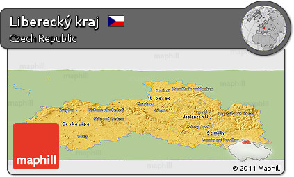 Savanna Style Panoramic Map of Liberecký Kraj, single color outside
