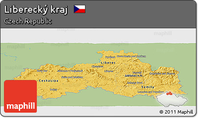 Savanna Style Panoramic Map of Liberecký Kraj, single color outside