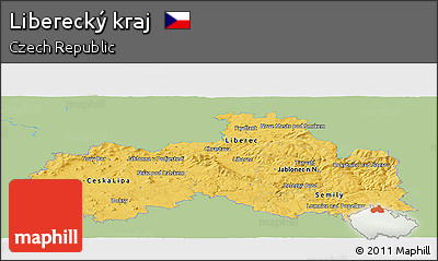 Savanna Style Panoramic Map of Liberecký Kraj, single color outside