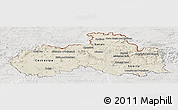 Shaded Relief Panoramic Map of Liberecký kraj, lighten, semi-desaturated