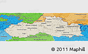 Shaded Relief Panoramic Map of Liberecký kraj, political shades outside