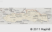 Shaded Relief Panoramic Map of Liberecký kraj, semi-desaturated