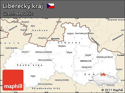 Classic Style Simple Map of Liberecký Kraj
