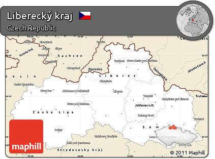 Classic Style Simple Map of Liberecký Kraj