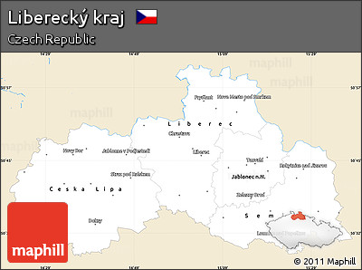 Classic Style Simple Map of Liberecký Kraj, single color outside
