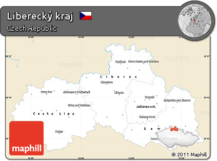 Classic Style Simple Map of Liberecký Kraj, single color outside