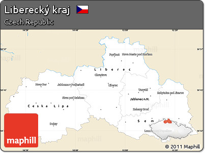 Classic Style Simple Map of Liberecký Kraj, single color outside