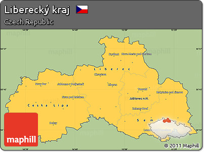 Savanna Style Simple Map of Liberecký Kraj, cropped outside