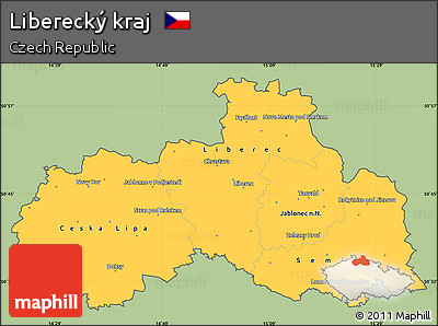 Savanna Style Simple Map of Liberecký Kraj, cropped outside
