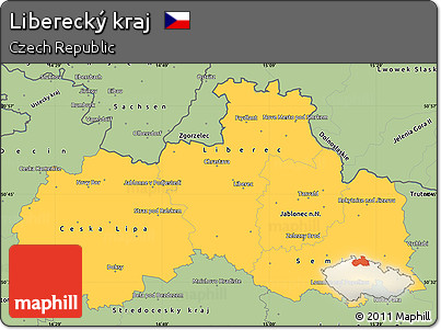 Savanna Style Simple Map of Liberecký Kraj