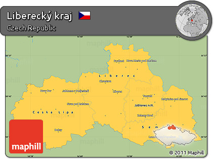 Savanna Style Simple Map of Liberecký Kraj, single color outside