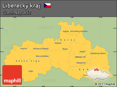 Savanna Style Simple Map of Liberecký Kraj, single color outside