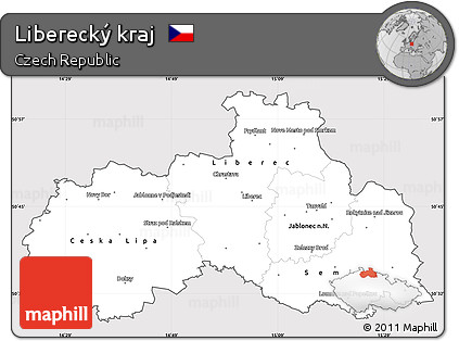 Silver Style Simple Map of Liberecký Kraj, cropped outside