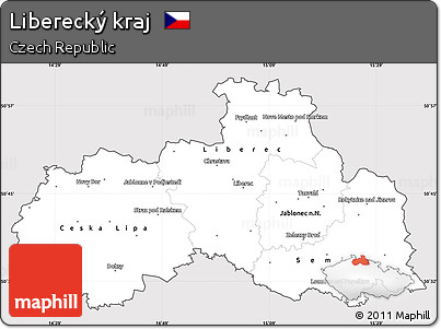 Silver Style Simple Map of Liberecký Kraj, cropped outside