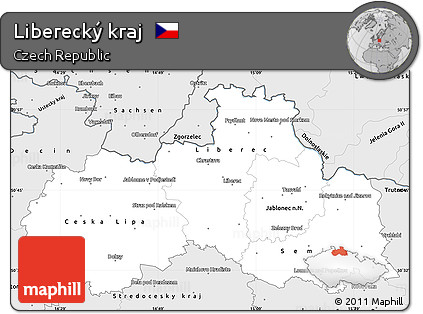 Silver Style Simple Map of Liberecký Kraj