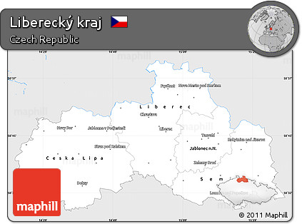Silver Style Simple Map of Liberecký Kraj, single color outside