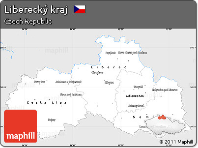 Silver Style Simple Map of Liberecký Kraj, single color outside