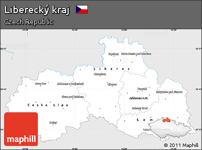 Silver Style Simple Map of Liberecký Kraj, single color outside
