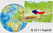 Flag Location Map of Czech Republic, physical outside
