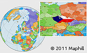 Flag Location Map of Czech Republic, political outside