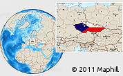 Flag Location Map of Czech Republic, shaded relief outside