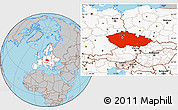 Gray Location Map of Czech Republic, highlighted continent