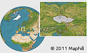 Gray Location Map of Czech Republic, satellite outside