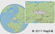 Gray Location Map of Czech Republic, savanna style outside