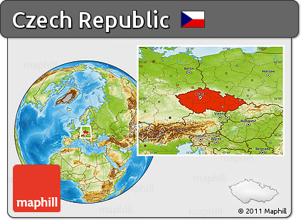 Physical Location Map of Czech Republic