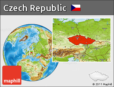 Physical Location Map of Czech Republic