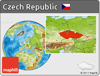 Physical Location Map of Czech Republic