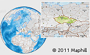 Physical Location Map of Czech Republic, lighten, desaturated, land only