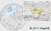 Physical Location Map of Czech Republic, lighten, desaturated