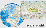 Physical Location Map of Czech Republic, lighten, semi-desaturated, land only